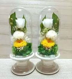 お盆用 プリザーブドフラワー ② オーダー承ります＊ガラスドーム 対 蓮入 仏花 お盆用 プリザーブドフラワー ② オーダー承ります＊ガラスドーム 対