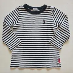 DOUBLE.B ダブルビー ボーダー長袖Tシャツ 90 ビーくん刺繍のサムネイル