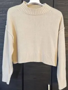 WEGO ベージュ クロップドニットセーター