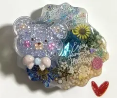 531】夏限定♡ 花火×クマさん シェイカー レジンヘアゴム ハンドメイド