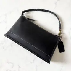 OLD COACH オールドコーチ アクセサリーポーチ ハンドバッグ レザー 黒のサムネイル