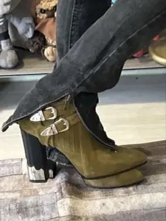 極美品 TOGA PULLA ダブルバックルブーツ スエード 36 キャメル★のサムネイル