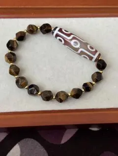 天然石　タイガーアイ 九眼天珠ブレスレット カット　7mm パワーストーン