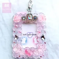 【B8】トレカケース ホイップデコ 硬質ケース 推し活 高透明 ピンクラメ 薔薇