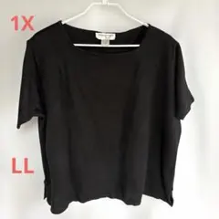 半袖ニットブラック1X/LLきれいめ