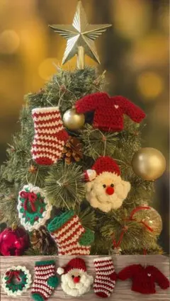 【11/29発送】クリスマスオーナメント　ガーランド　編み物　手作り