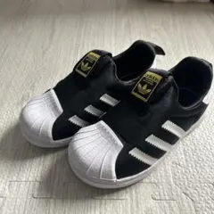 adidas ブラック/ホワイト スリッポンスニーカー　15cm