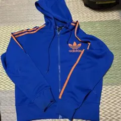 adidas　フーデットパーカー　トラックジャケット　万国旗タグ　L