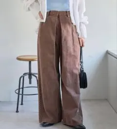 kastane デニムタックワイドパンツ　ブラウン　サイズ0