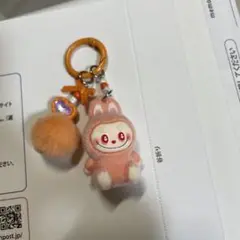 ラブブ Labubu キーホルダー 大人気 オレンジ 即発送