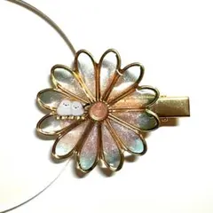 シマエナガ レジン ヘアクリップ ✱ Flower ピンク×ブルー