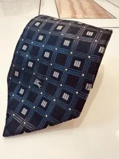 185BURBERRY ネイビー チェック柄 ネクタイのサムネイル