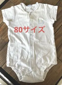 familiar ロンパース ライトブルー ストライプ ボーダー　クマ