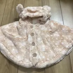 ベビーポンチョ フリース素材 ピンク