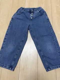 GU ダークブルー ワイドパンツ ボタン付き 120cm
