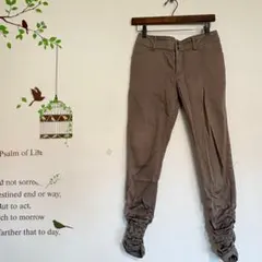 コムサイズム /シャーリングコットンパンツ ブラウン S 綿97のサムネイル