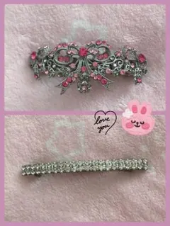 【キラキラ可愛い２点セット☆】 バレッタ ヘアアクセサリー リボン シルバー