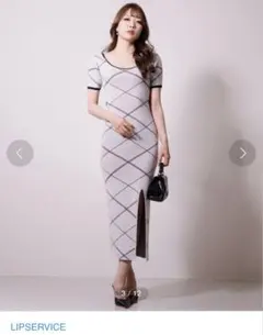 リップサービス　バックオープンジャガードロングワンピース