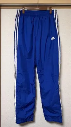 adidas 青 ストライプ パンツ　スポーツウェア