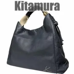 Kitamura キタムラ トートバッグ A4 ステッチロゴ シボ革