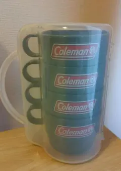 非売品　Coleman グリーンマグ 4個セット 収納ケース付き　コールマン