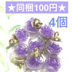 ☆ガラスドームのチャーム 4個セット☆ハンドメイド素材 アクセサリーパーツ