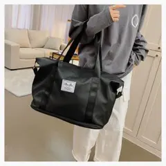 【再入荷】ボストンバッグ ブラック キャリーオン 拡張 トートバッグ 大容量 黒