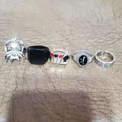 ★5個セット❗ヴィンテージリング★スカル★トランプ★ユニセックス❗新品‼️