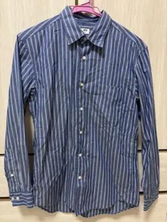 UNIQLO ストライプ 長袖シャツ ブルー XS