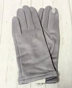 レディース 手袋 グレー 裏起毛 暖かい 無地 シンプル　ストレッチ　スマホ