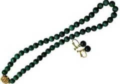 マラカイト ネックレス イヤリング セット 孔雀石 SILVER刻印