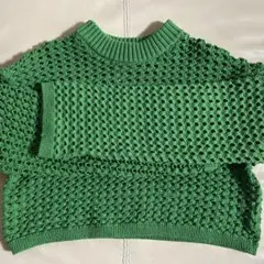 H&M 長袖 メッシュニット グリーン Sサイズのサムネイル