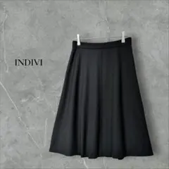 INDIVI ブラック フレアスカート ひざ丈