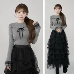 リボンニットトップス