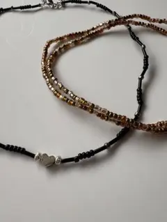 ハンドメイド ビーズネックレス 2点セット
