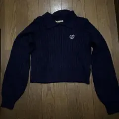 ネイビー ケーブルニット セーター