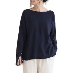 ユナイテッドアローズgreenlabelrelaxingボートネックリブニット紺