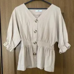 GRL グレイル Vネック ウエストマーク ブラウス