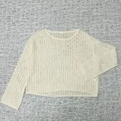 【GU】メッシュニットトップス 春夏 美品 Mサイズ ベージュ