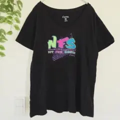 カーブス ロゴ 半袖 Vネック Tシャツ ビッグサイズ 黒 コットン スポーツのサムネイル