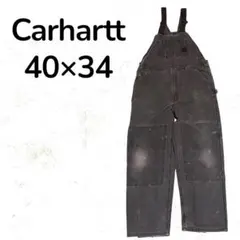 W40 L32 Carhartt ダブルニー オーバーオール ブラックデニム - メルカリ