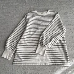 GUストライプ 長袖 Tシャツ ホワイト/ブラック