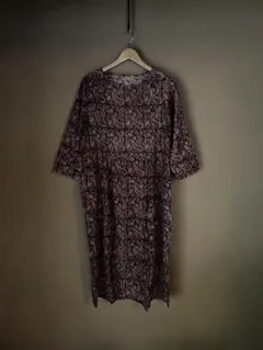 MALAIKA ペイズリー柄 七分袖 ロングワンピース