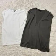 UNTITLED オーバーサイズ【サイズ2】コットン麻ニットベスト＆Tシャツ2点