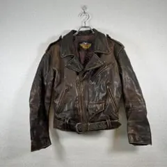 ハーレーダビッドソン▪️希少　スタッズ 短丈 ダブル ライダース ジャケット　本革 希少】ハーレーダビッドソン ダブルライダースジャケット L相当 バック