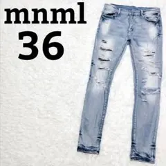 ミニマル ダメージ加工 ストレッチ ペイズリー デニムパンツ 36 青 