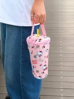 残り１【新品・即日発送】ハローキティ タンブラー保冷バッグ ボトルケース ピンクのサムネイル