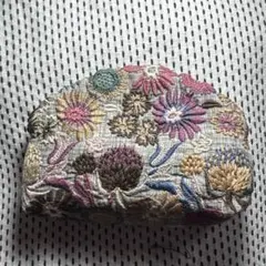pjc 花園小花❣️刺繍生地❣️ハンドメイドポーチ❣️ピンク系　超希少生地