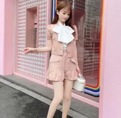 【大人気美品】ミシェルマカロン ツイードフリルセットアップ ピンク