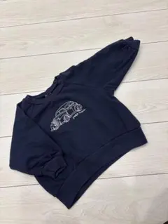 petit main 車刺繍 ネイビー トレーナー